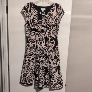 Elle Black and Pink Rose Pattern Mini Dress